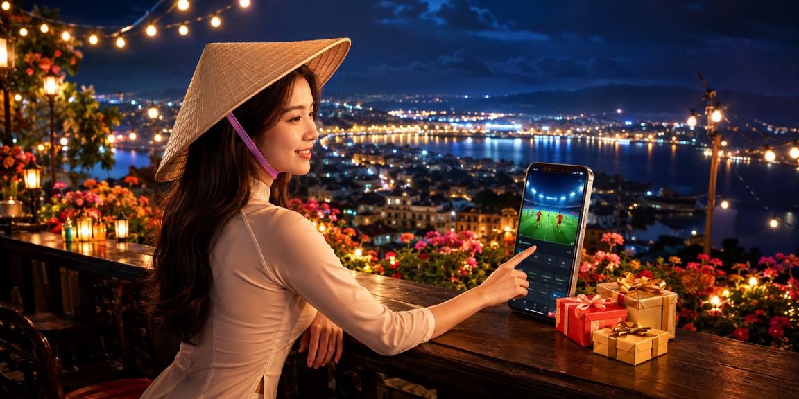 Người dùng Đà Lạt xem lịch thi đấu thể thao và đặt cược trên điện thoại di động giữa thiên nhiên