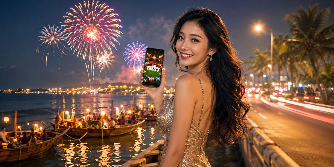 Người dùng trải nghiệm cá cược thể thao trên điện thoại tại lễ hội Phan Thiết